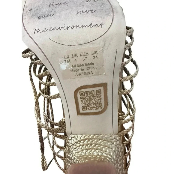 Sarto By Franco Sarto Square Open Toe Regina Ankle Tie Oat Sandal Size 7M - Picture 6 of 6